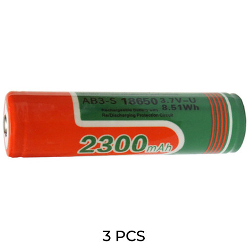 3-Pack 18650 3.6 Volt 2300 mAh Li-Ion Batteries - Protected (Button Top)