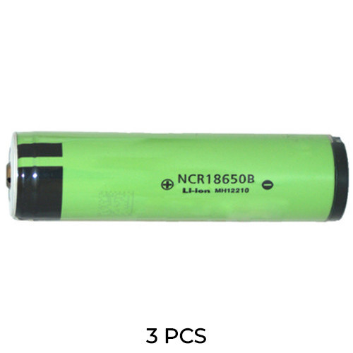 Panasonic 18650 3.7V 3400mAh button top batteries, 3-pack with PCB protection