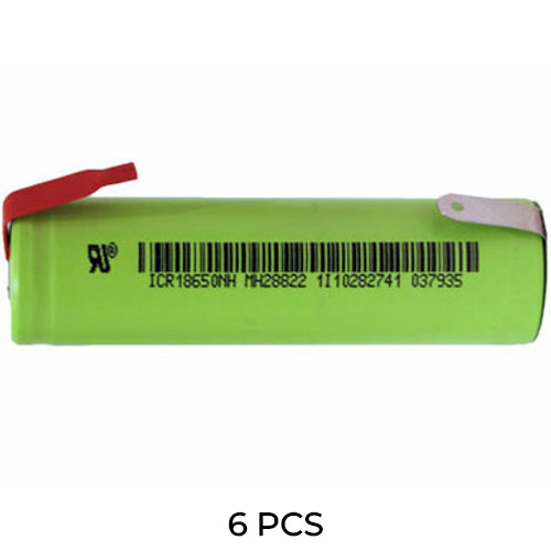 6-Pack 3.7 Volt Lithium Ion 18650 Batteries with Tabs (2200 mAh)