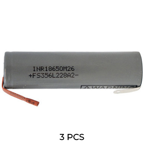 3-Pack 18650 M26 3.6 Volt Lithium Ion Batteries with Tabs (2600 mAh)
