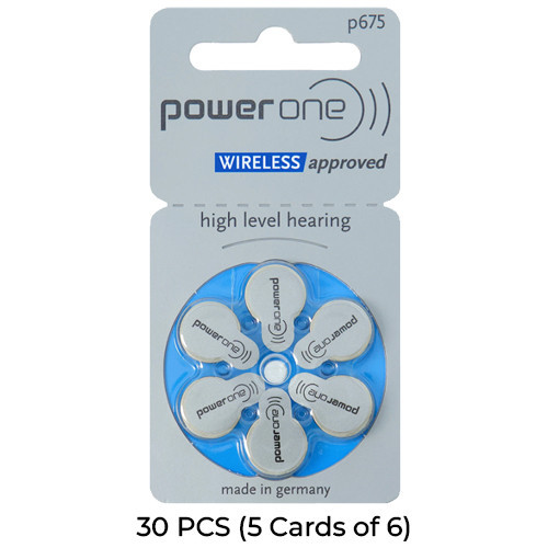 PowerOne Size 675 hearing aid batteries 30-pack