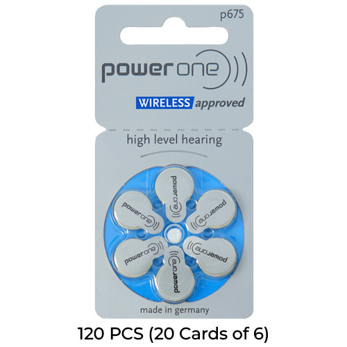 PowerOne P675 675 hearing aid batteries 120-pack