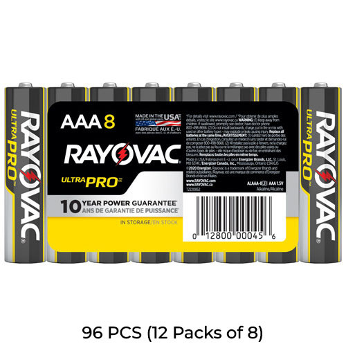 96-Pack AAA Rayovac Ultra Pro Alkaline Battery - ALAAA-8 (12 Packs of 8)
