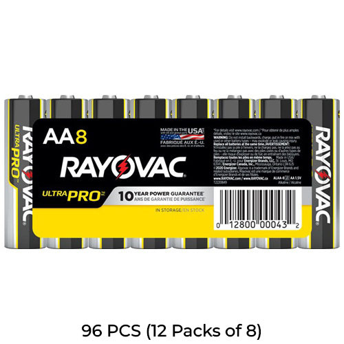 96-Pack AA Rayovac Ultra Pro Alkaline Battery - ALAA-8 (12 Packs of 8)