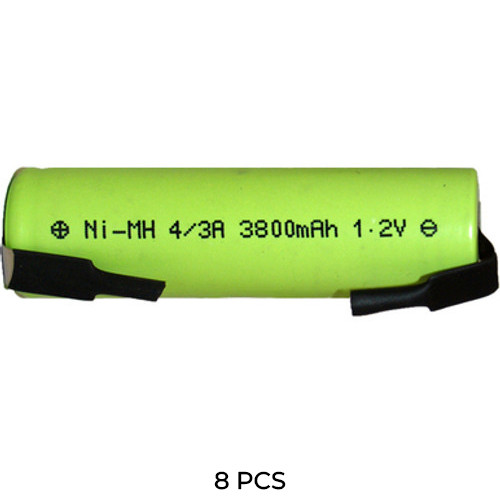 8-Pack 4/3 A (F) NiMH Batteries with Tabs (3800 mAh)