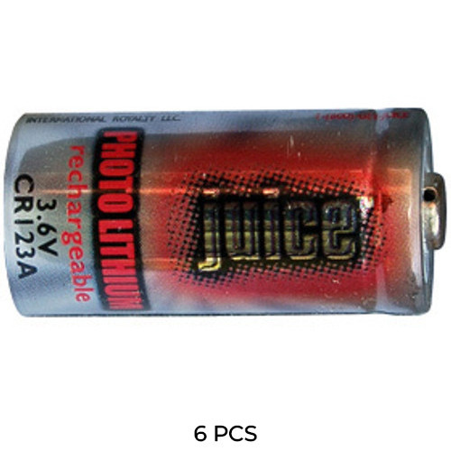 Juice 6-pack CR123A 3.6V lithium ion batteries, 650 mAh