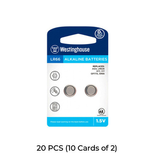 Westinghouse LR66 AG4 alkaline button batteries 20-pack
