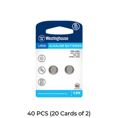 40-Pack LR59 / AG2 Westinghouse Alkaline Button Batteries (20 Cards of 2)