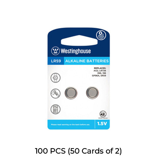 100-Pack LR59 / AG2 Westinghouse Alkaline Button Batteries (50 Cards of 2)
