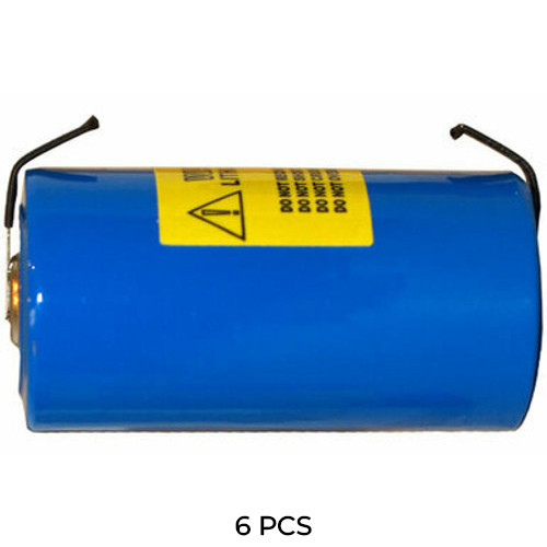 6-pack of D ER34615 3.6V lithium batteries with tabs, 19000mAh