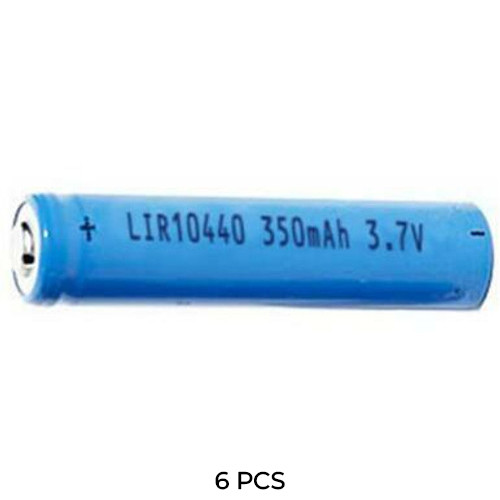 6-Pack AAA 3.7 Volt Lithium Ion 10440 Button Top Batteries (350 mAh)