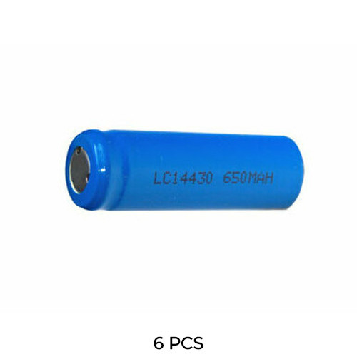 Power Portable 6-pack 14430 3.7V flat top lithium ion batteries