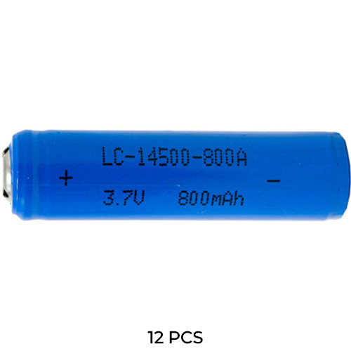 Power Portable 12-pack 3.7V AA 14500 lithium ion button top batteries