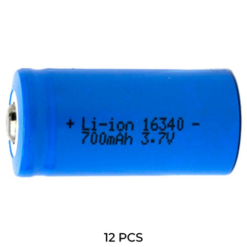 12-Pack 3.7 Volt RCR123A (16340) Lithium Ion Batteries (700 mAh)