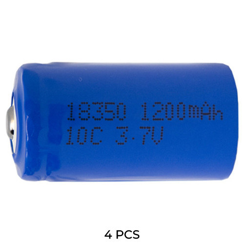 Set of four Power Portable 18350 3.7V button top lithium ion batteries
