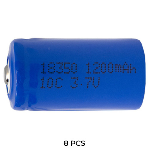8-Pack 3.7 Volt 18350 Li-Ion Button Top Batteries (1200 mAh)