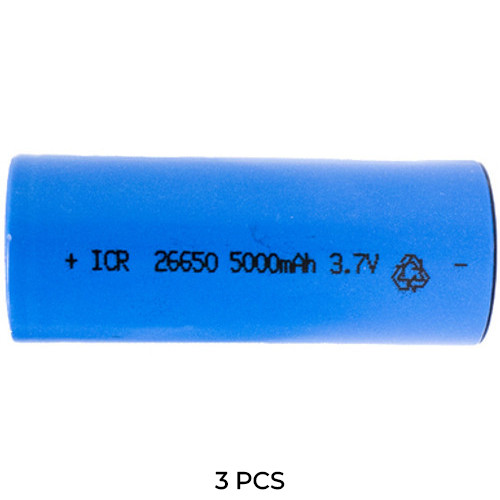 3-Pack 3.7 Volt 26650 Li-Ion Batteries (5000 mAh)