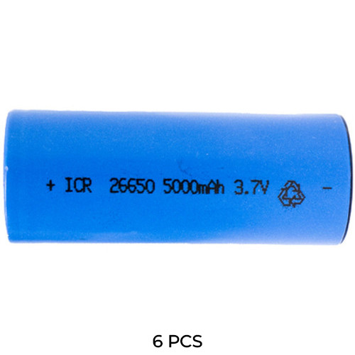 6-Pack 3.7 Volt 26650 Li-Ion Batteries (5000 mAh)
