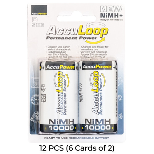 AccuPower AccuLoop D 10000mAh rechargeable battery 12-pack