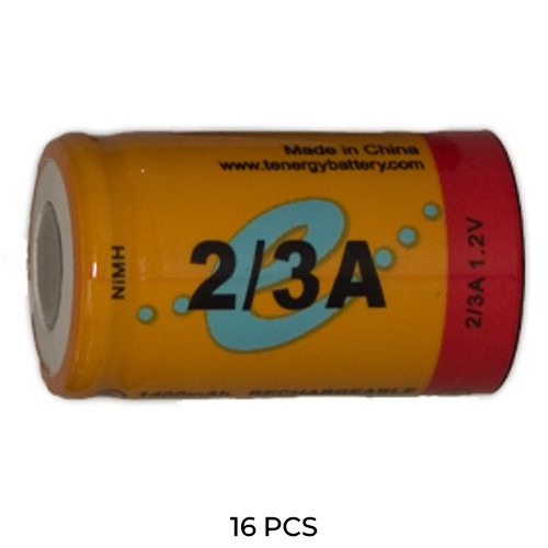 16-Pack 2/3 A Tenergy NiMH Flat Top Batteries (1400 mAh)