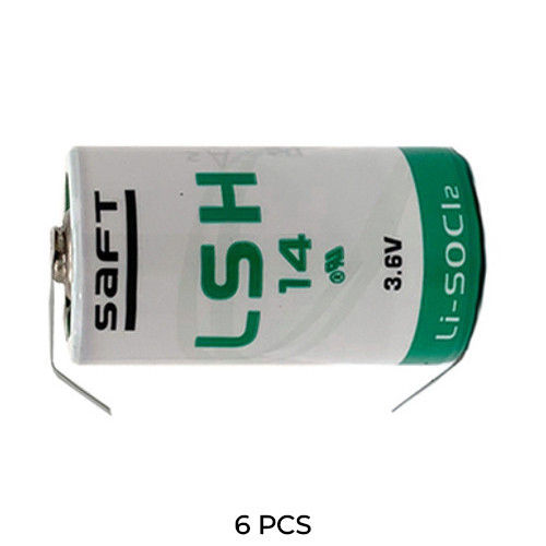 6-pack Saft LSH14 3.6V C lithium batteries with tabs