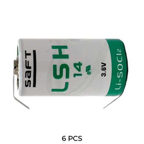 6-Pack Saft LSH14 3.6 Volt C 5800 mAh Lithium Batteries with Tabs