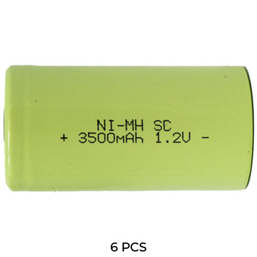 Power Portable 6-pack Sub C NiMH batteries, 3500 mAh, flat terminal