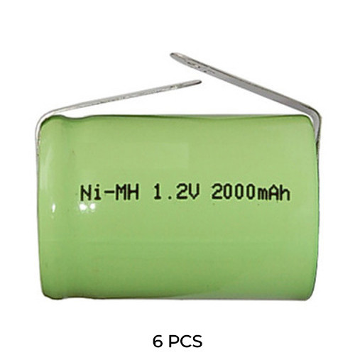Power Portable 6-pack 4/5 Sub C NiMH batteries with tabs