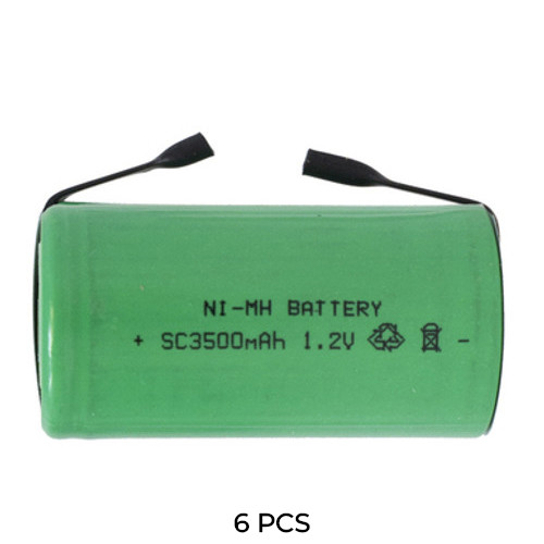 6-Pack Sub C NiMH Batteries with Tabs (3500 mAh)