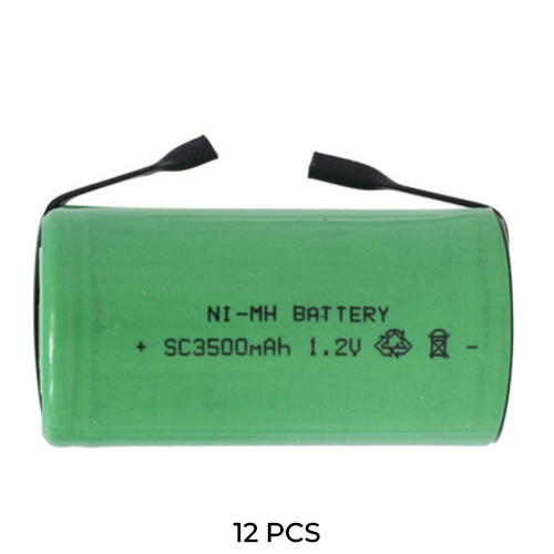 Power Portable 12-Pack Sub C NiMH Batteries with Tabs 3500mAh