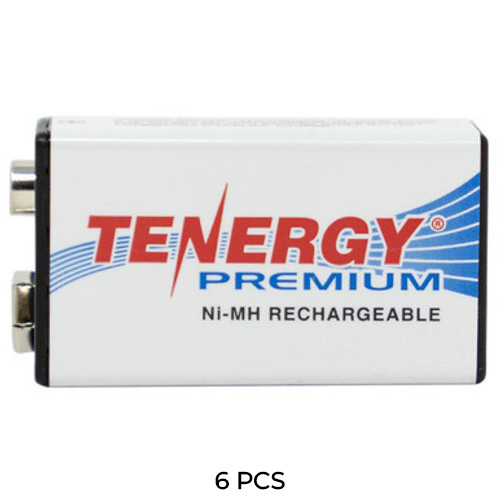 6-Pack 9 Volt Tenergy Premium NiMH Batteries (250 mAh)