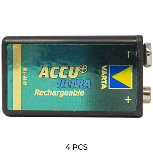 4-pack Varta Accu Ultra 9V NiMH rechargeable batteries front view