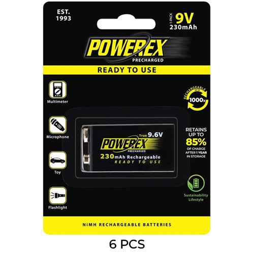 Powerex 9.6 Volt NiMH rechargeable batteries 6-pack
