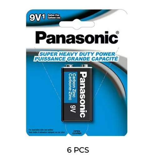 6-Pack 9 Volt Panasonic Heavy Duty Batteries (Carded)