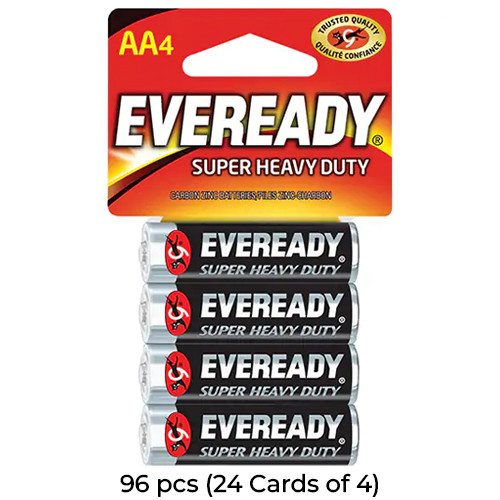 96-Pack AA Eveready Super Heavy Duty Batteries (24 Cards of 4)