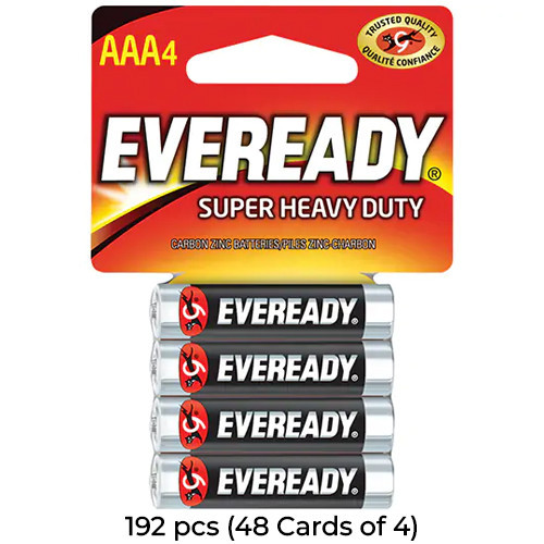 Eveready AAA Super Heavy Duty batteries 192-pack, 48 cards of 4