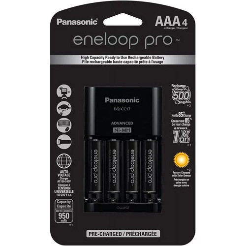 Panasonic BQ-CC17 Smart Battery Charger + 4 AAA (980mAh) Panasonic Eneloop Pro Rechargeable Batteries