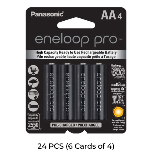 24-Pack AA NiMH Panasonic Eneloop Pro Rechargeable Batteries (6 Cards of 4)