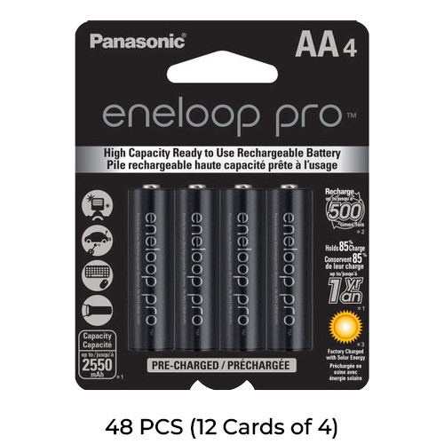 48-Pack AA NiMH Panasonic Eneloop Pro Rechargeable Batteries (12 Cards of 4)