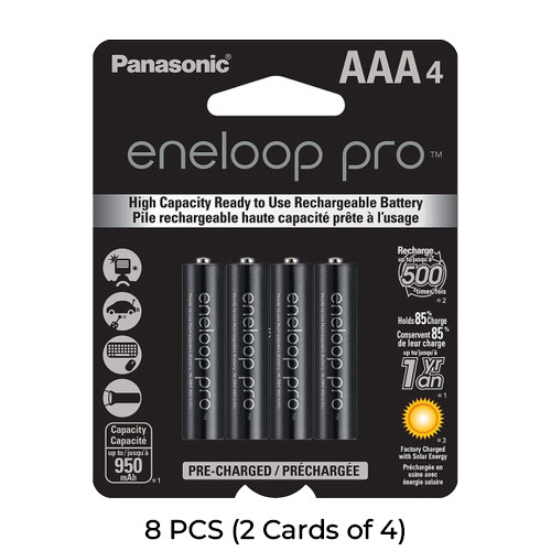 8-Pack AAA NiMH Panasonic Eneloop Pro Rechargeable Batteries (2 Cards of 4)