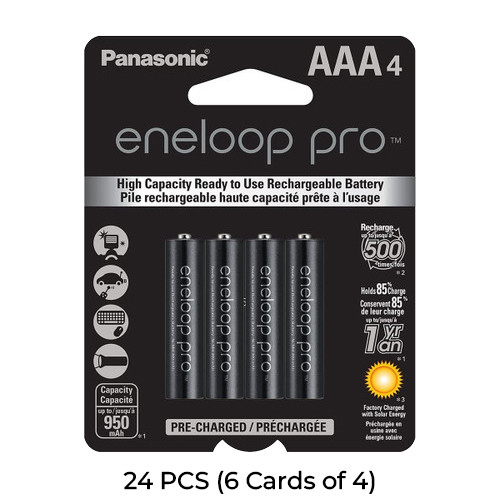 24-Pack AAA NiMH Panasonic Eneloop Pro Rechargeable Batteries (6 Cards of 4)