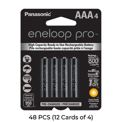 48-Pack AAA NiMH Panasonic Eneloop Pro Rechargeable Batteries (12 Cards of 4)