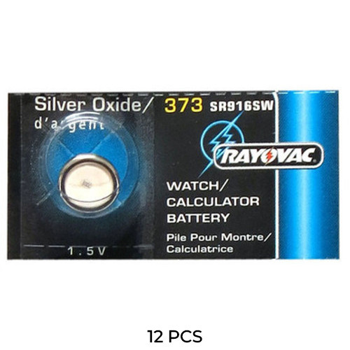 Rayovac 12-pack silver oxide button batteries for 373, 372, and SR916SW devices