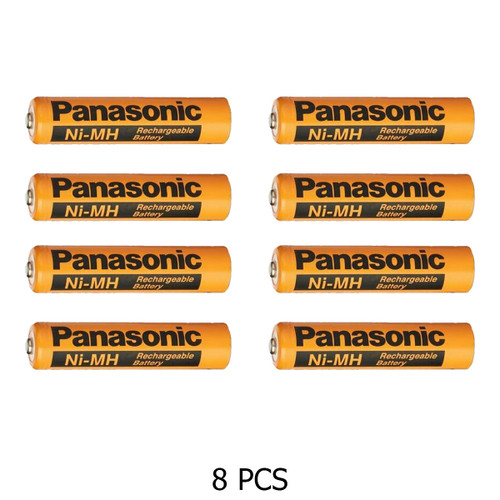 Panasonic AAA rechargeable batteries showing 8-piece pack
