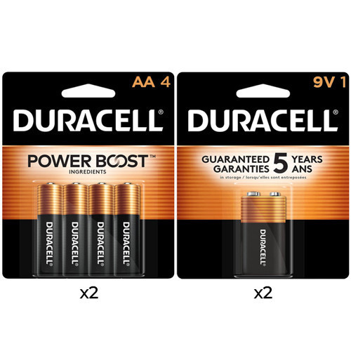 Duracell 8 AA plus 2 9 Volt alkaline battery combo on cards