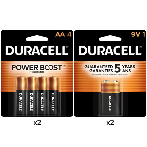 8 AA + 2 9 Volt Duracell Alkaline Battery Combo (On Cards)