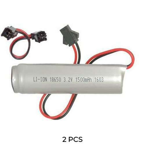 2-Pack 3.2V 1500 mAh LiFeP04 Battery Pack for Gama Sonic Solar Lights (Includes Male Adapter)