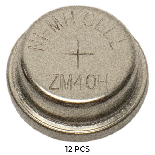 12-pack 40H 1.2V NiMH rechargeable button cell batteries