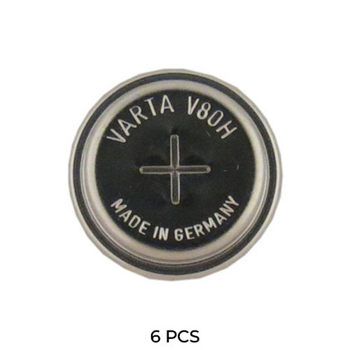 6-pack Varta V80H NiMH rechargeable button cell batteries
