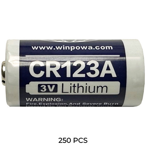 250-pack WinPow CR123A 3 volt lithium batteries